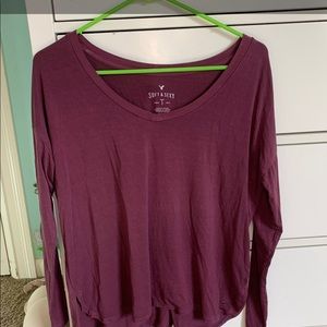 maroon long sleeve american eagle shirt